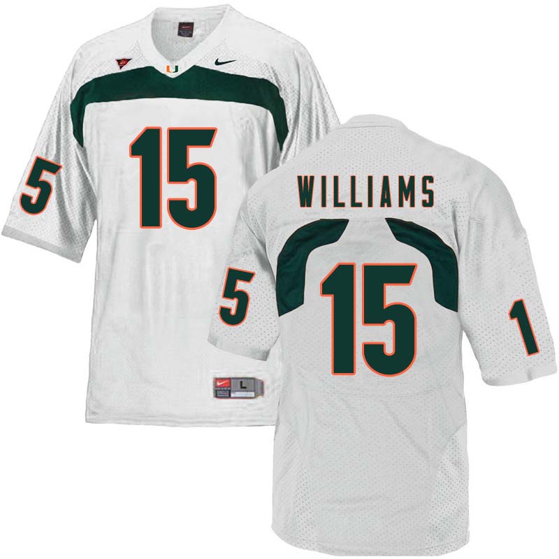 Nike Miami Hurricanes #15 Jarren Williams College Football Jerseys Sale-White - Click Image to Close